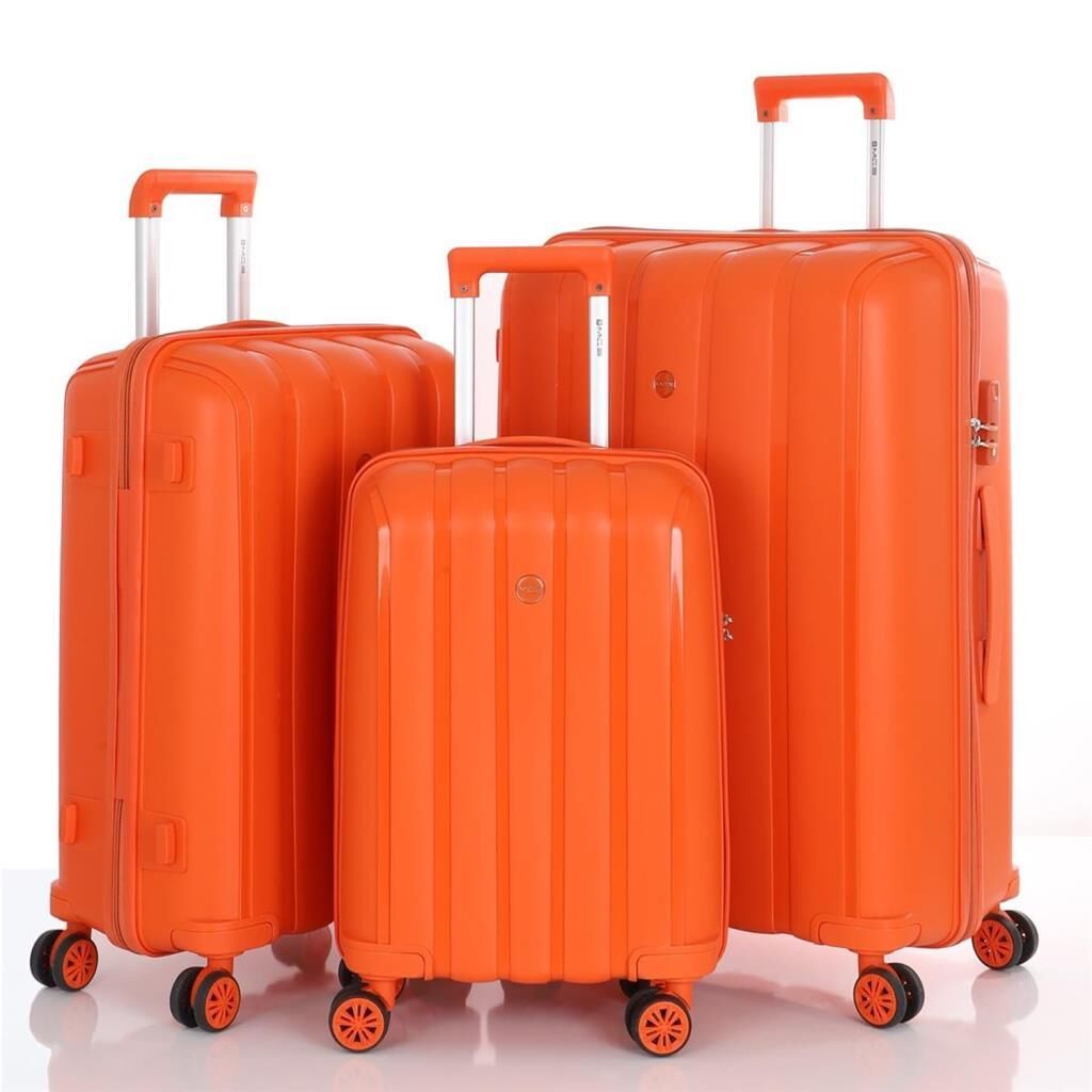 MÇS 3lü Set Kırılmaz Silikon Seyahat Valizi Bavulu V305 Orange