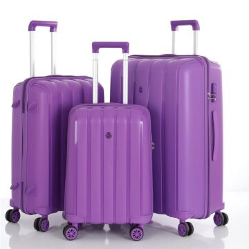 Mçs Valiz 3lü Set Kırılmaz PP Silikon Mor