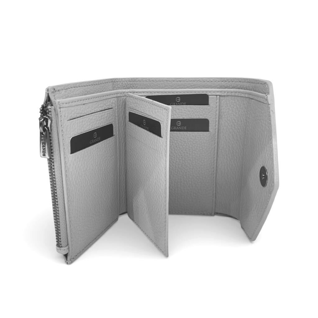 Grande Gerçek Deri Kadın Cüzdanı Hakiki Deri Küçük Boy Siyah