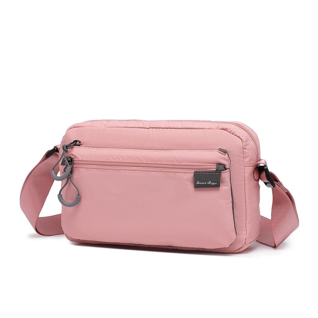 Smart Bags Ekstra Hafif Kumaş Kadın Postacı Çantası 3148 Pudra
