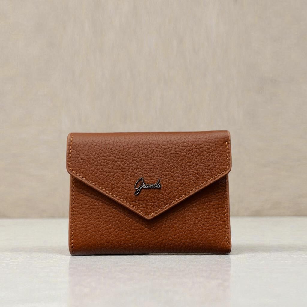 Grande Gerçek Deri Kadın Cüzdanı Hakiki Deri Küçük Boy Taba