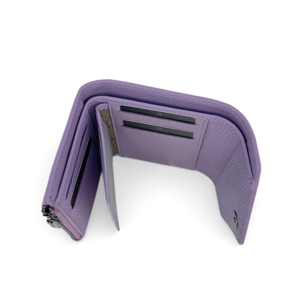 Grande Gerçek Deri Kadın Cüzdanı Hakiki Deri Küçük Boy Leylak