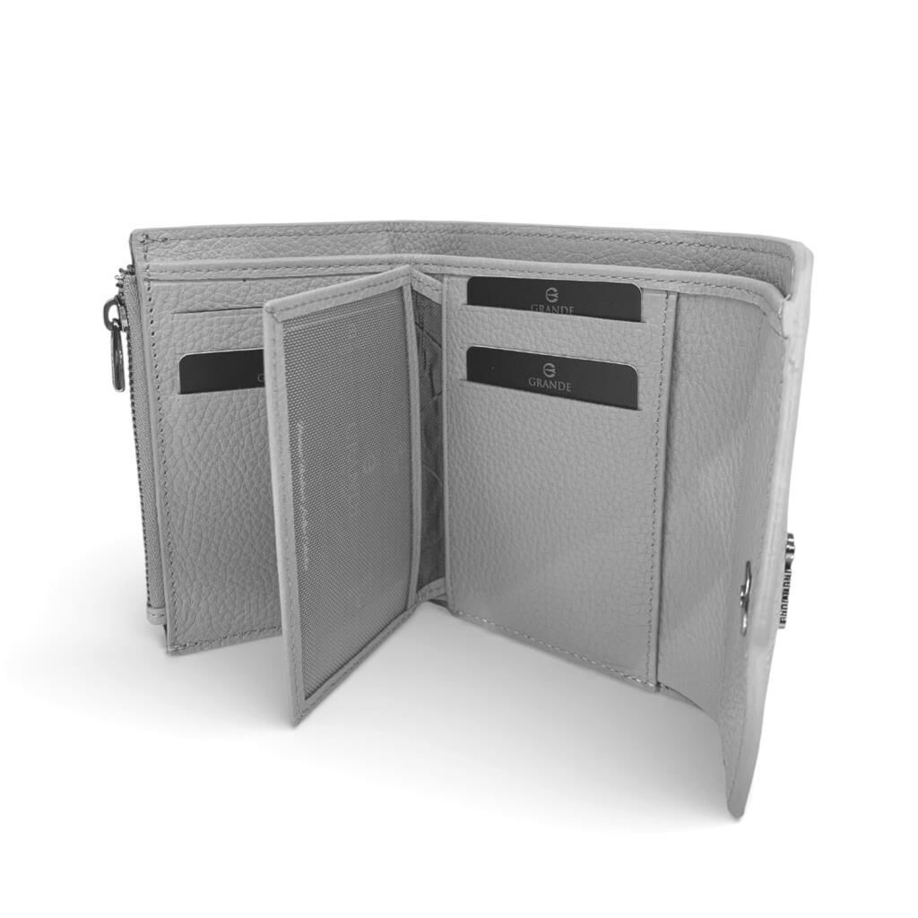 Grande Gerçek Deri Kadın Cüzdanı Hakiki Deri Küçük Boy Kahve