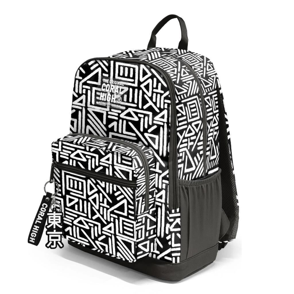 Coral High Büyük Boy Okul Sırt Çantası Siyah Desenli 23682
