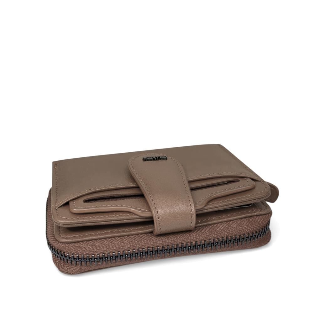 Grande Gerçek Deri Kadın Cüzdanı Hakiki Deri Küçük Boy Vizon