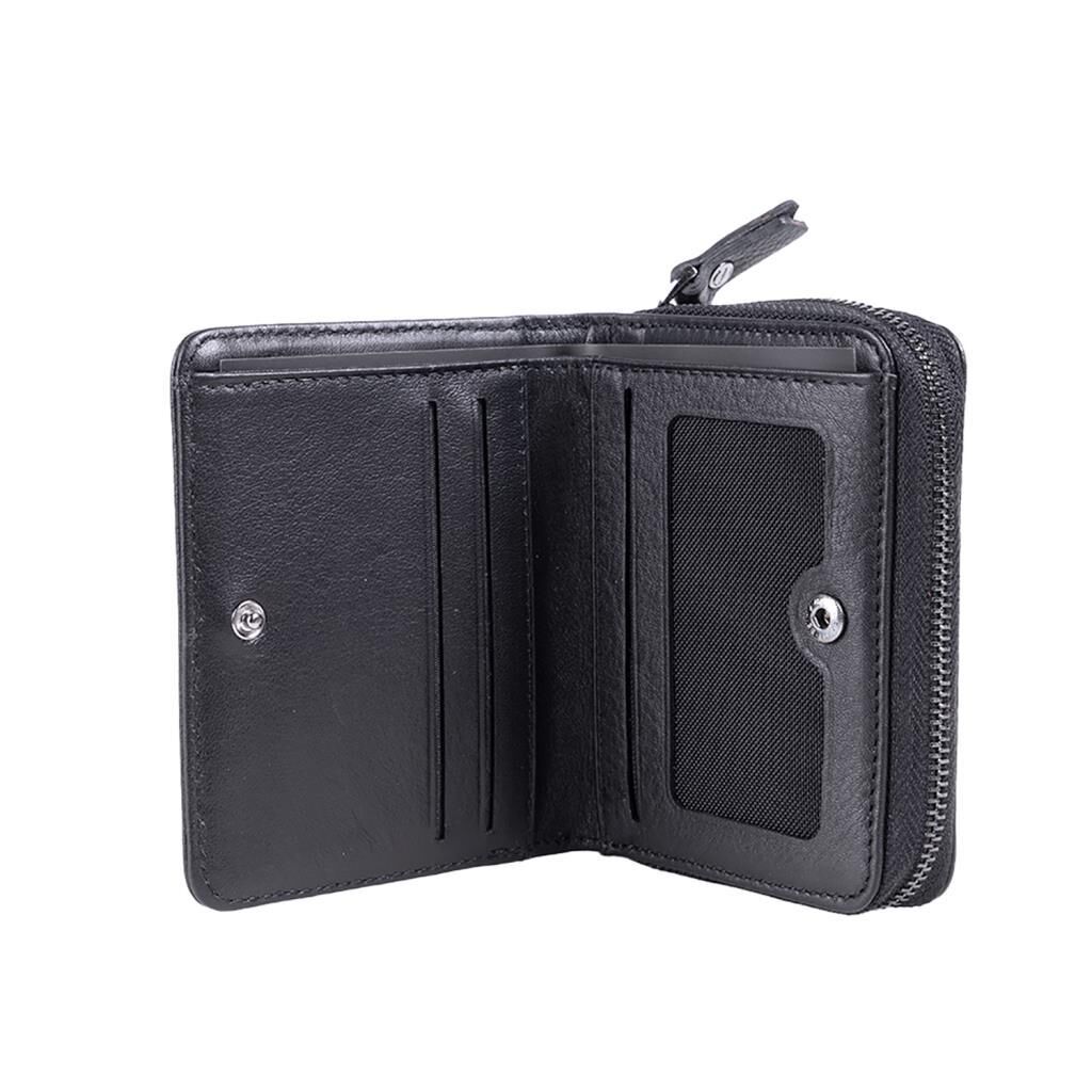 Grande Gerçek Deri Kadın Cüzdanı Hakiki Deri Küçük Boy Siyah