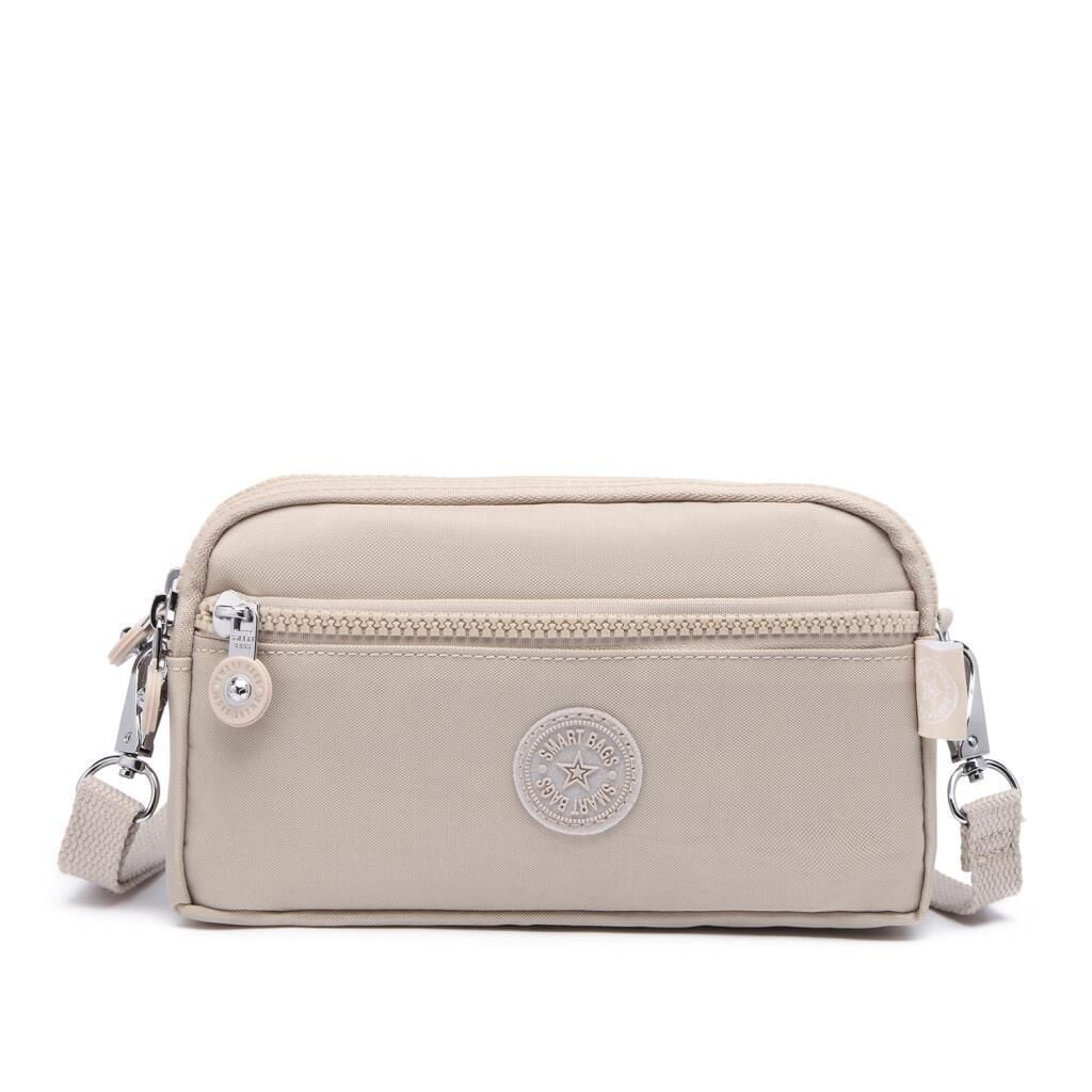 Smart Bags Mini Boy Postacı Çantası ve Cüzdanı Krinkıl Kumaş 1112 Kum