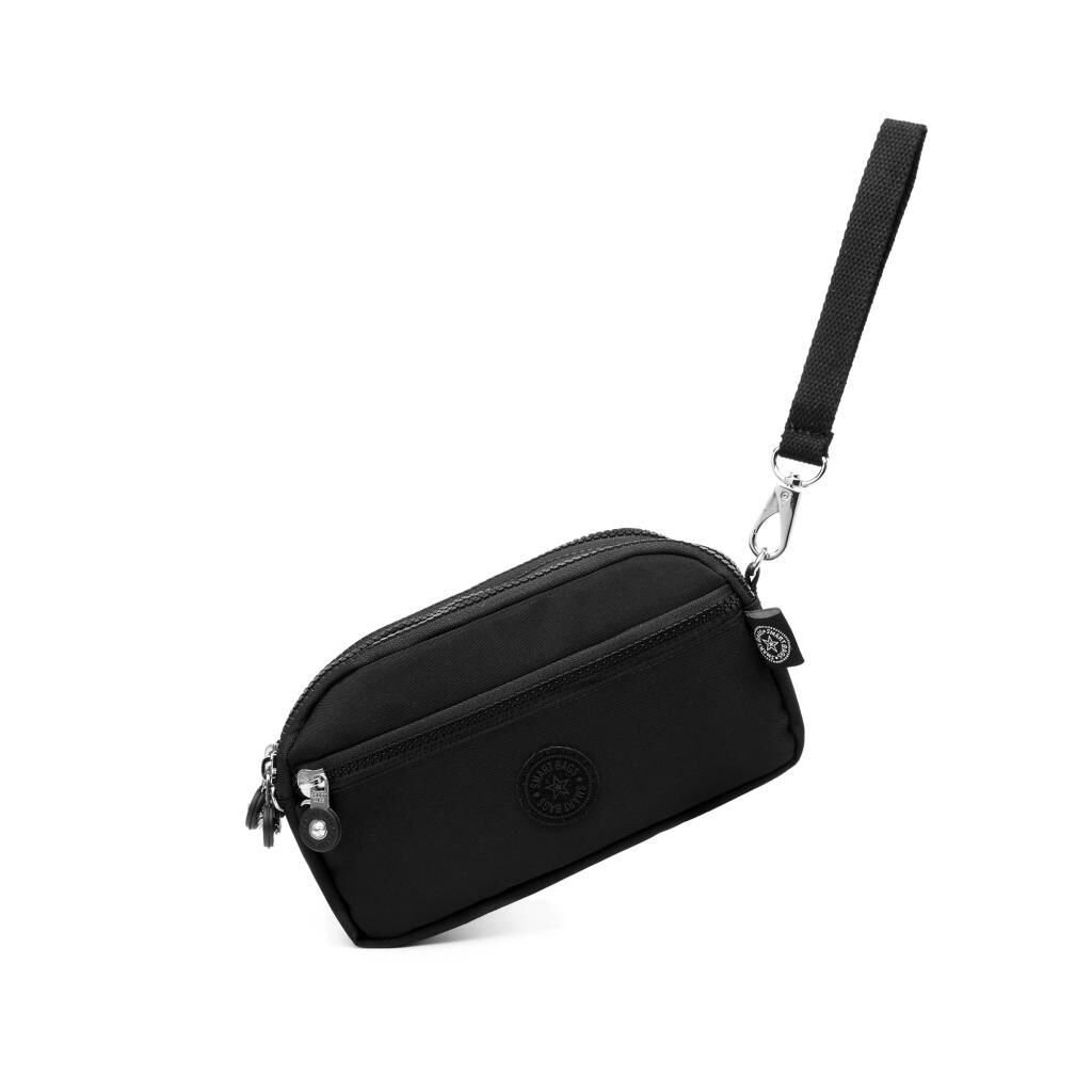 Smart Bags Mini Boy Postacı Çantası ve Cüzdanı Krinkıl Kumaş 1112 Siyah