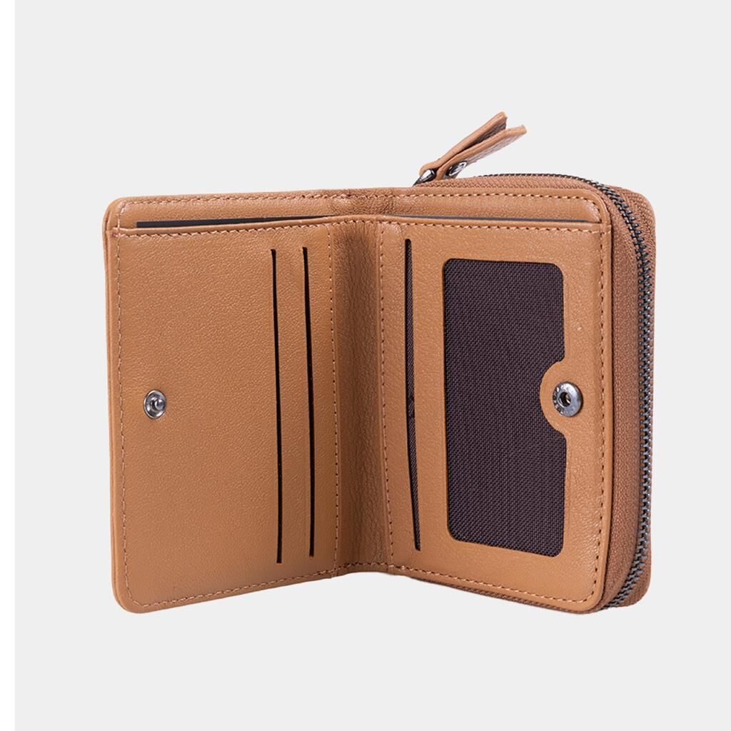 Grande Gerçek Deri Kadın Cüzdanı Hakiki Deri Küçük Boy Camel