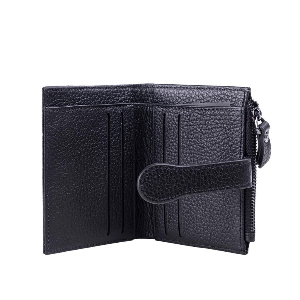 Grande Gerçek Deri Kadın Cüzdanı Hakiki Deri Küçük Boy Siyah