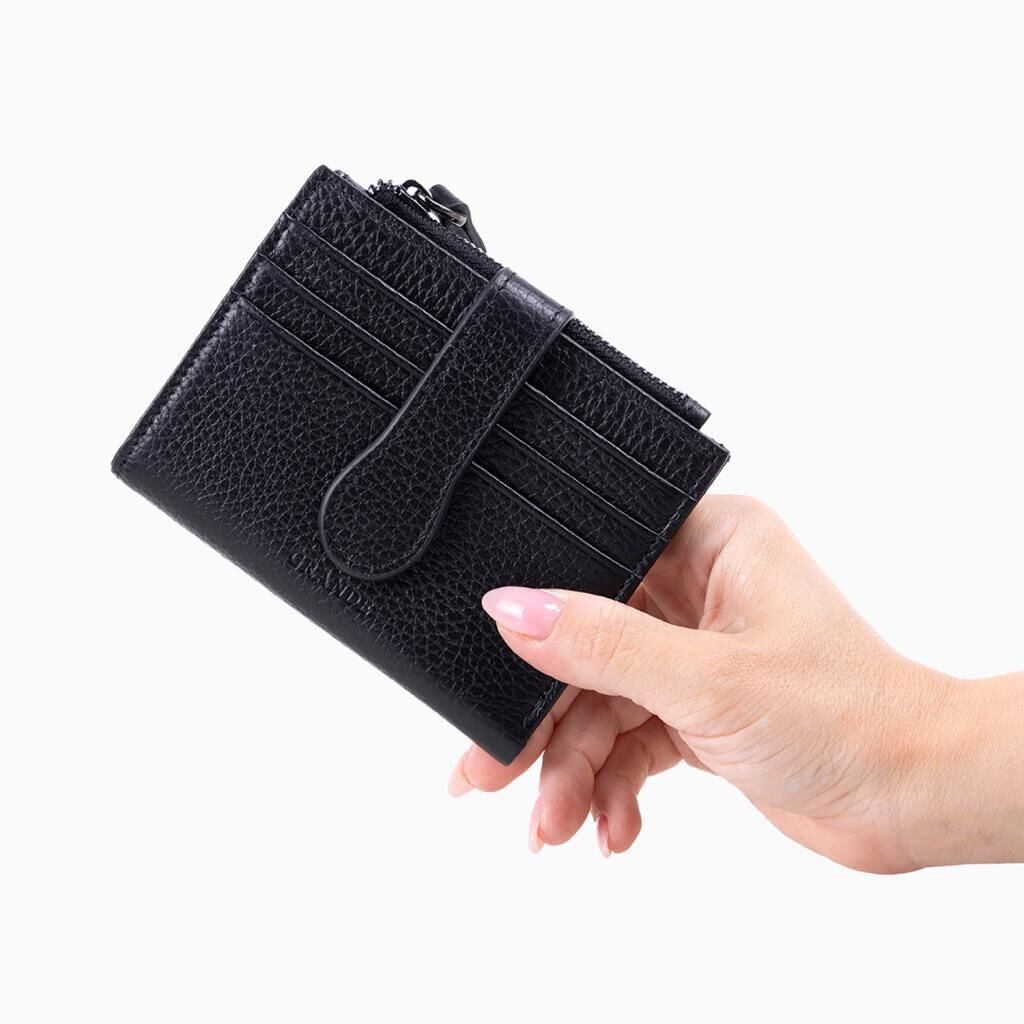 Grande Gerçek Deri Kadın Cüzdanı Hakiki Deri Küçük Boy Siyah