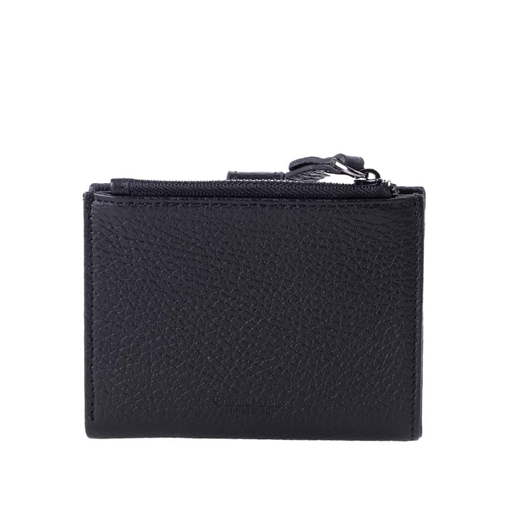 Grande Gerçek Deri Kadın Cüzdanı Hakiki Deri Küçük Boy Siyah