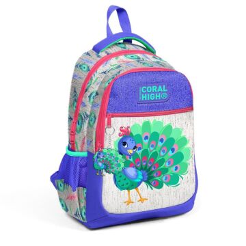 Coral High Tavuskuşu Desenli Büyük Boy Okul Sırt Çantası 23488