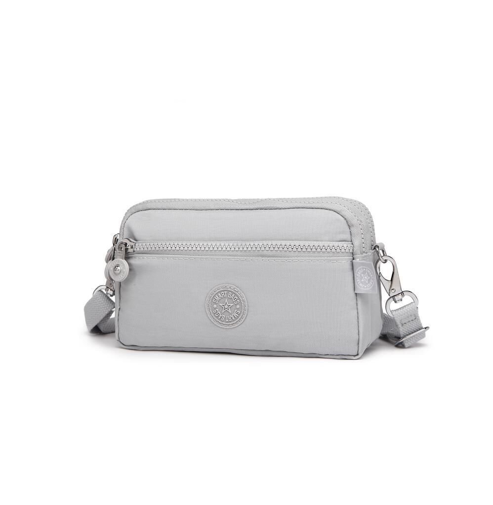 Smart Bags Mini Boy Postacı Çantası ve Cüzdanı Krinkıl Kumaş 1112 11 A.Gri