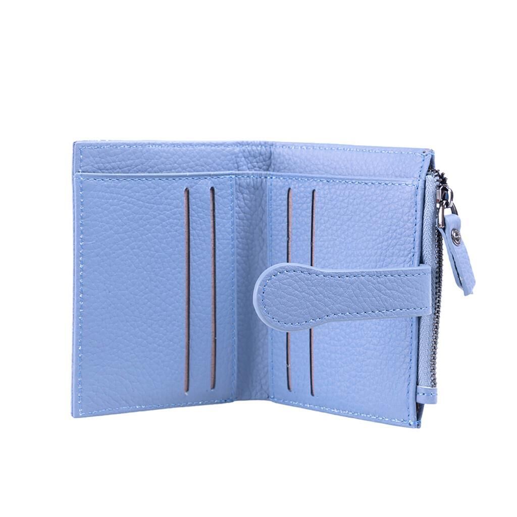 Grande Gerçek Deri Kadın Cüzdanı Hakiki Deri Küçük Boy Buz Mavi
