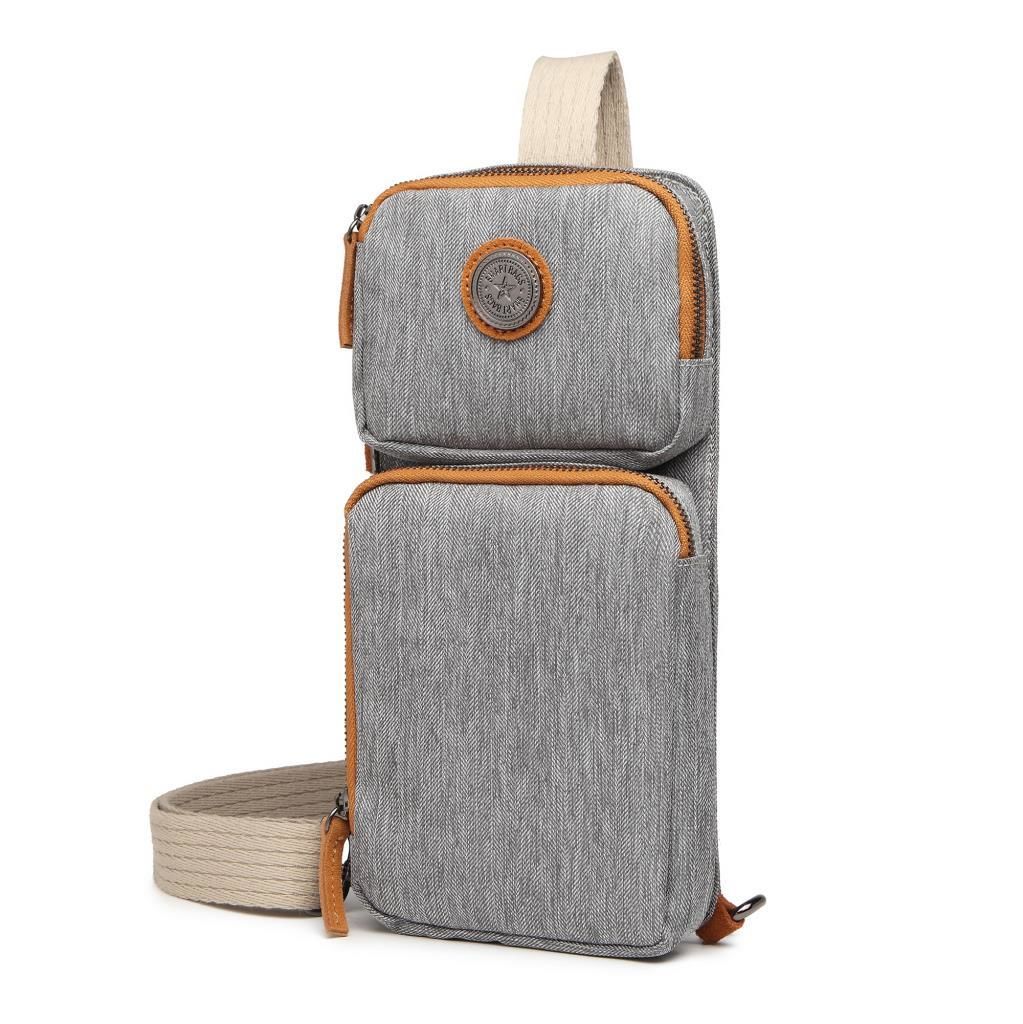 Kırçıllı Gri Kumaş Kadın Bodybag Çantası Smart Bags 3097
