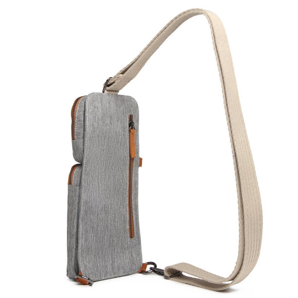 Kırçıllı Gri Kumaş Kadın Bodybag Çantası Smart Bags 3097