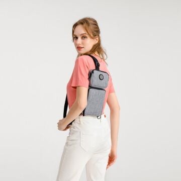 Kırçıllı Gri Kumaş Kadın Bodybag Çantası Smart Bags 3097 Siyah