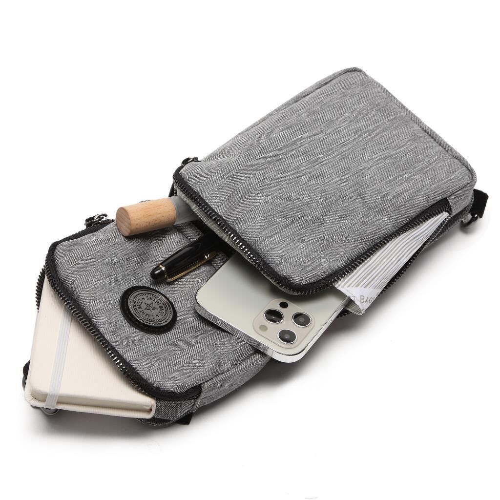 Kırçıllı Gri Kumaş Kadın Bodybag Çantası Smart Bags 3097 Siyah