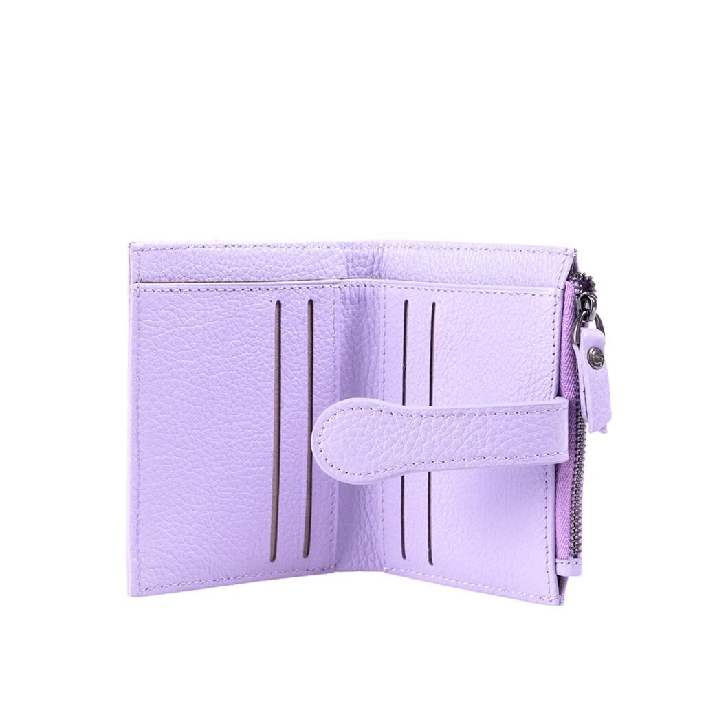 Grande Gerçek Deri Kadın Cüzdanı Hakiki Deri Küçük Boy Leylak