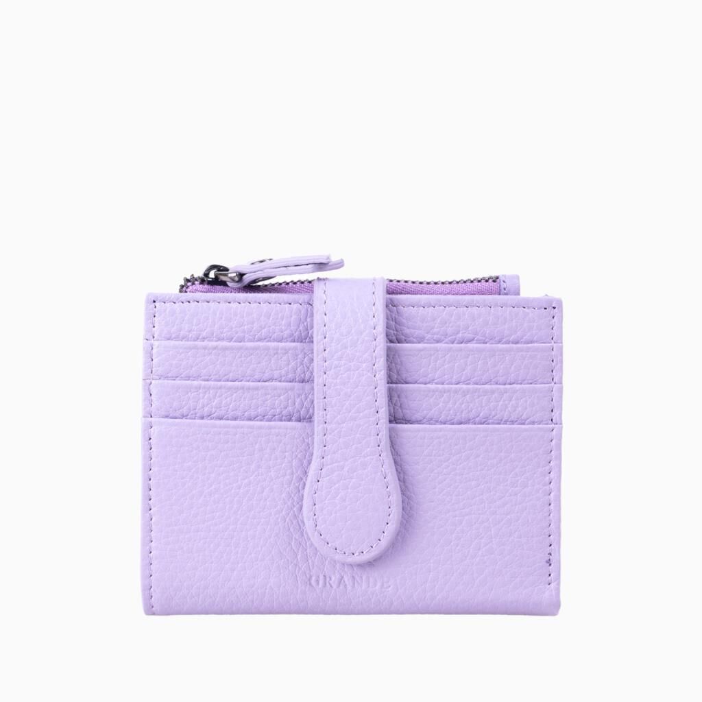 Grande Gerçek Deri Kadın Cüzdanı Hakiki Deri Küçük Boy Leylak