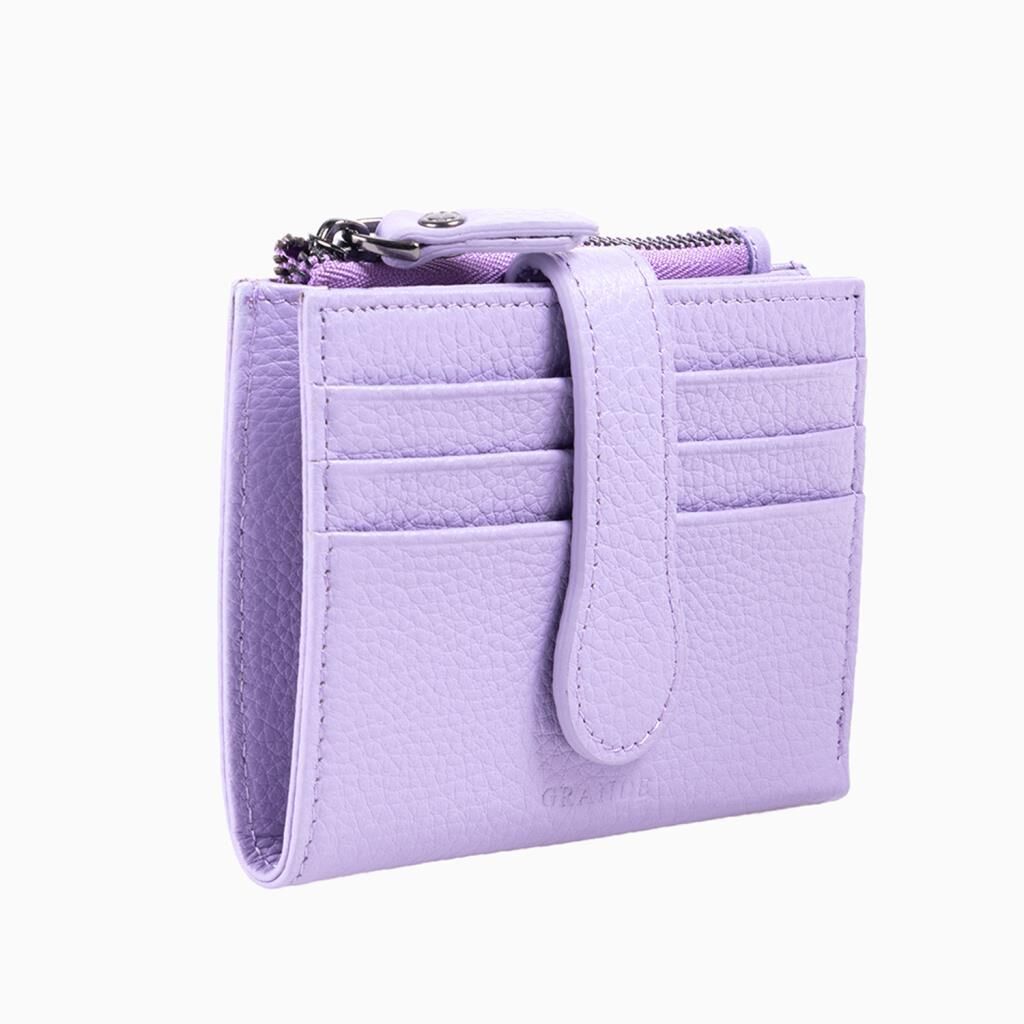 Grande Gerçek Deri Kadın Cüzdanı Hakiki Deri Küçük Boy Leylak