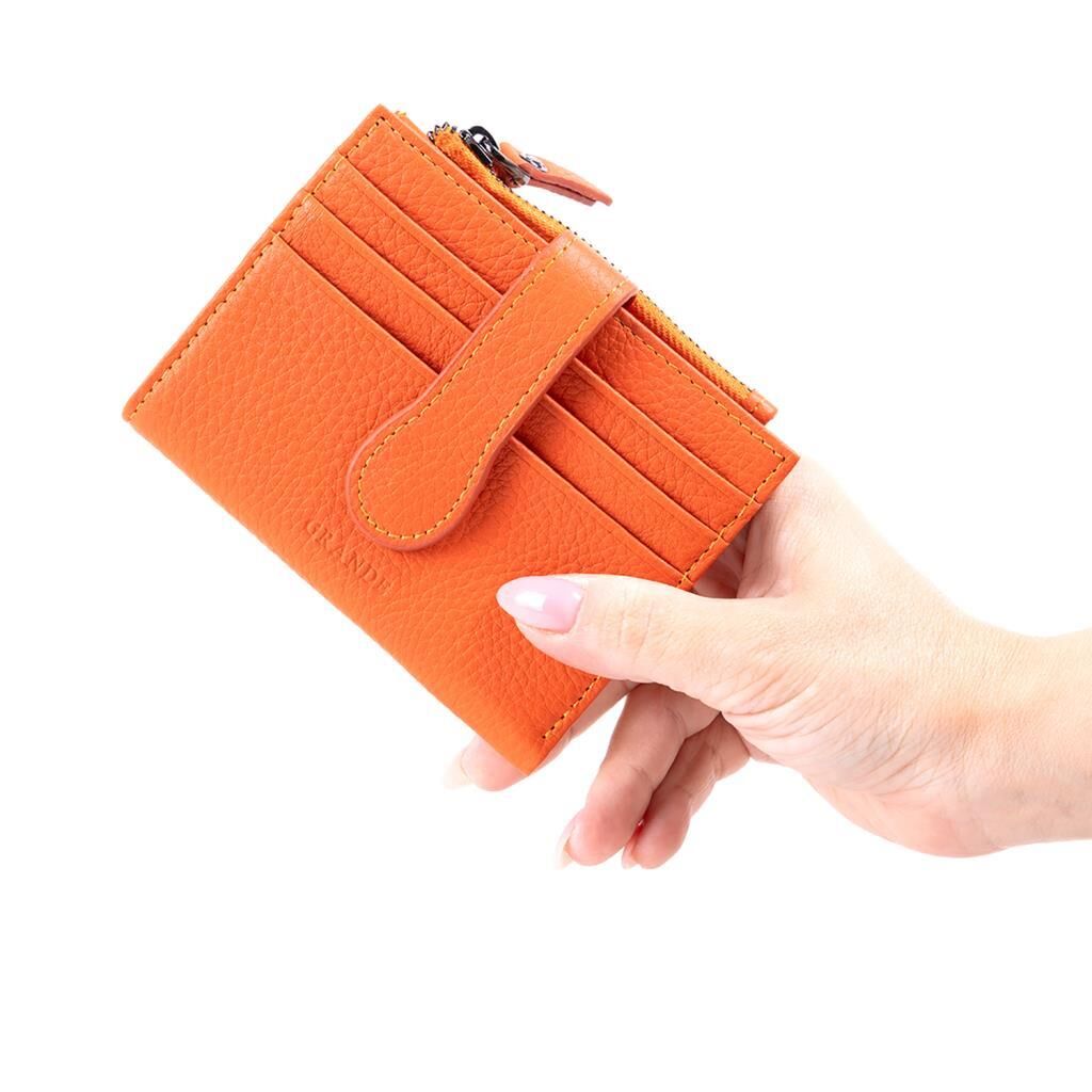 Grande Hakiki Deri Kadın Cüzdanı Küçük Boy Orange