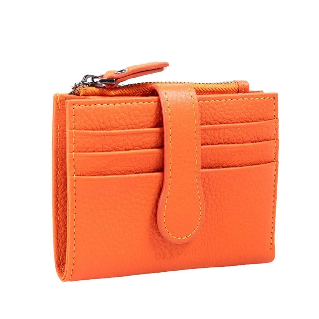 Grande Hakiki Deri Kadın Cüzdanı Küçük Boy Orange