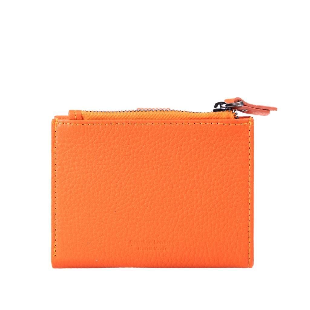 Grande Gerçek Deri Kadın Cüzdanı Hakiki Deri Küçük Boy Orange