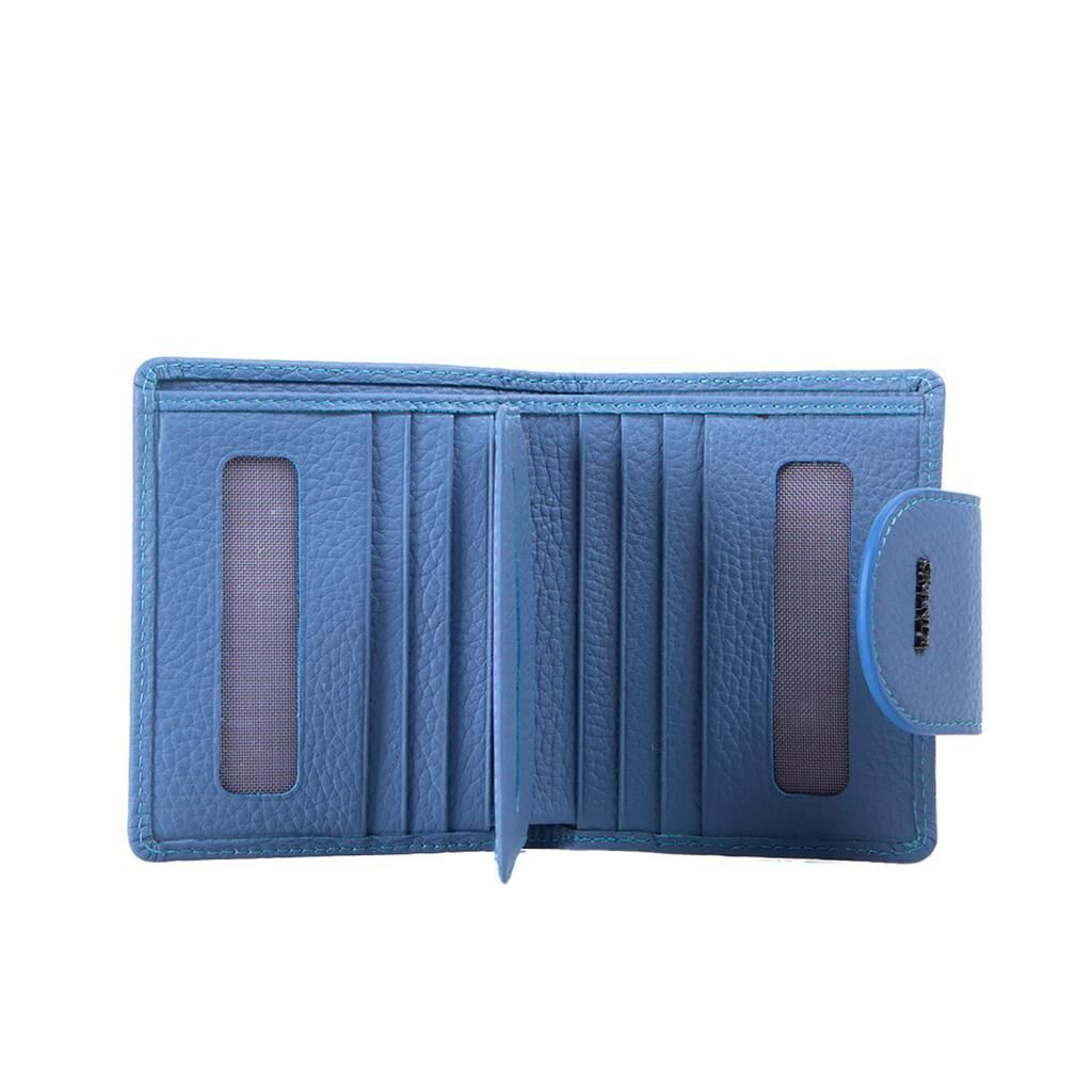 Grande Gerçek Deri Kadın Cüzdanı Hakiki Deri Küçük Boy Buz Mavi