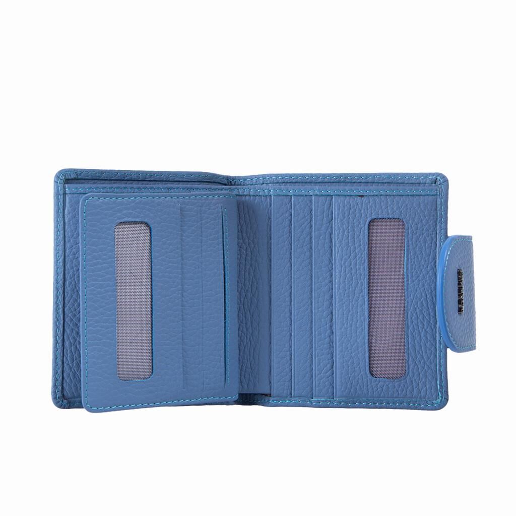 Grande Gerçek Deri Kadın Cüzdanı Hakiki Deri Küçük Boy Buz Mavi