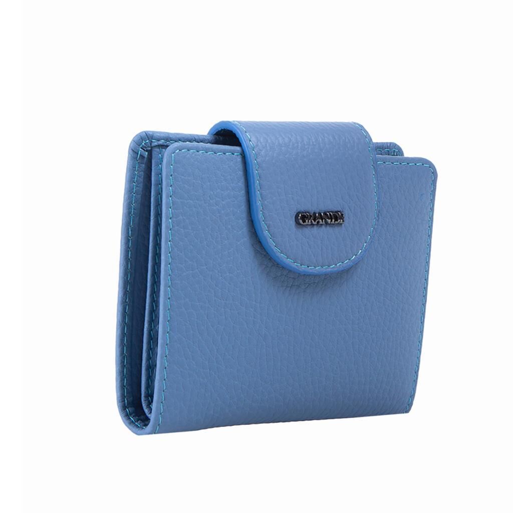 Grande Gerçek Deri Kadın Cüzdanı Hakiki Deri Küçük Boy Buz Mavi