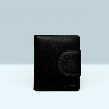 Grande Gerçek Deri Kadın Cüzdanı Hakiki Deri Küçük Boy Siyah