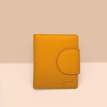 Grande Gerçek Deri Kadın Cüzdanı Hakiki Deri Küçük Boy Sarı