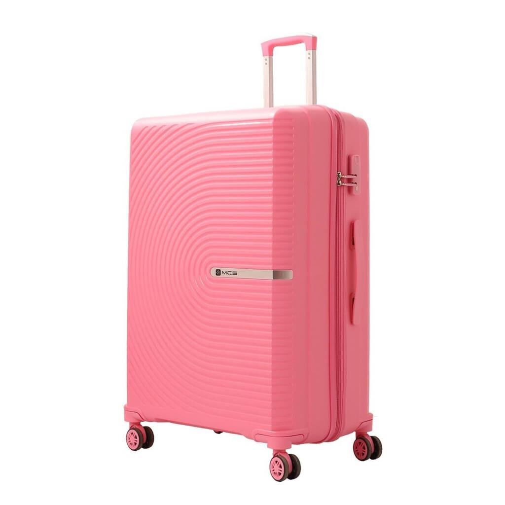 MÇS Büyük Boy Kırılmaz Silikon Seyahat Valizi Bavulu V374 Pembe