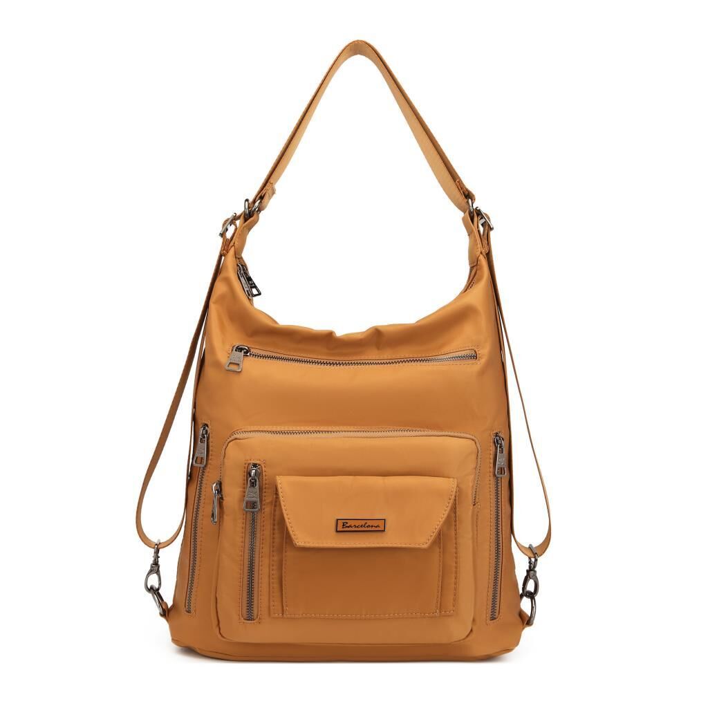 Barcelona Saten Kumaş Kadın Sırt ve Omuz Çantası 2129 135 Açık Bej