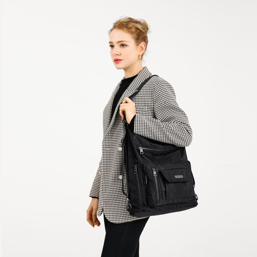 Barcelona Saten Kumaş Kadın Sırt ve Omuz Çantası 2129 135 Açık Bej