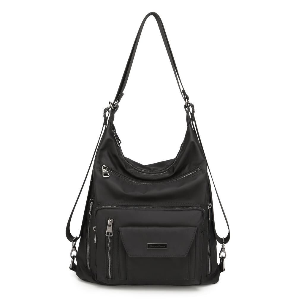 Barcelona Saten Kumaş Kadın Sırt ve Omuz Çantası 2129 Siyah