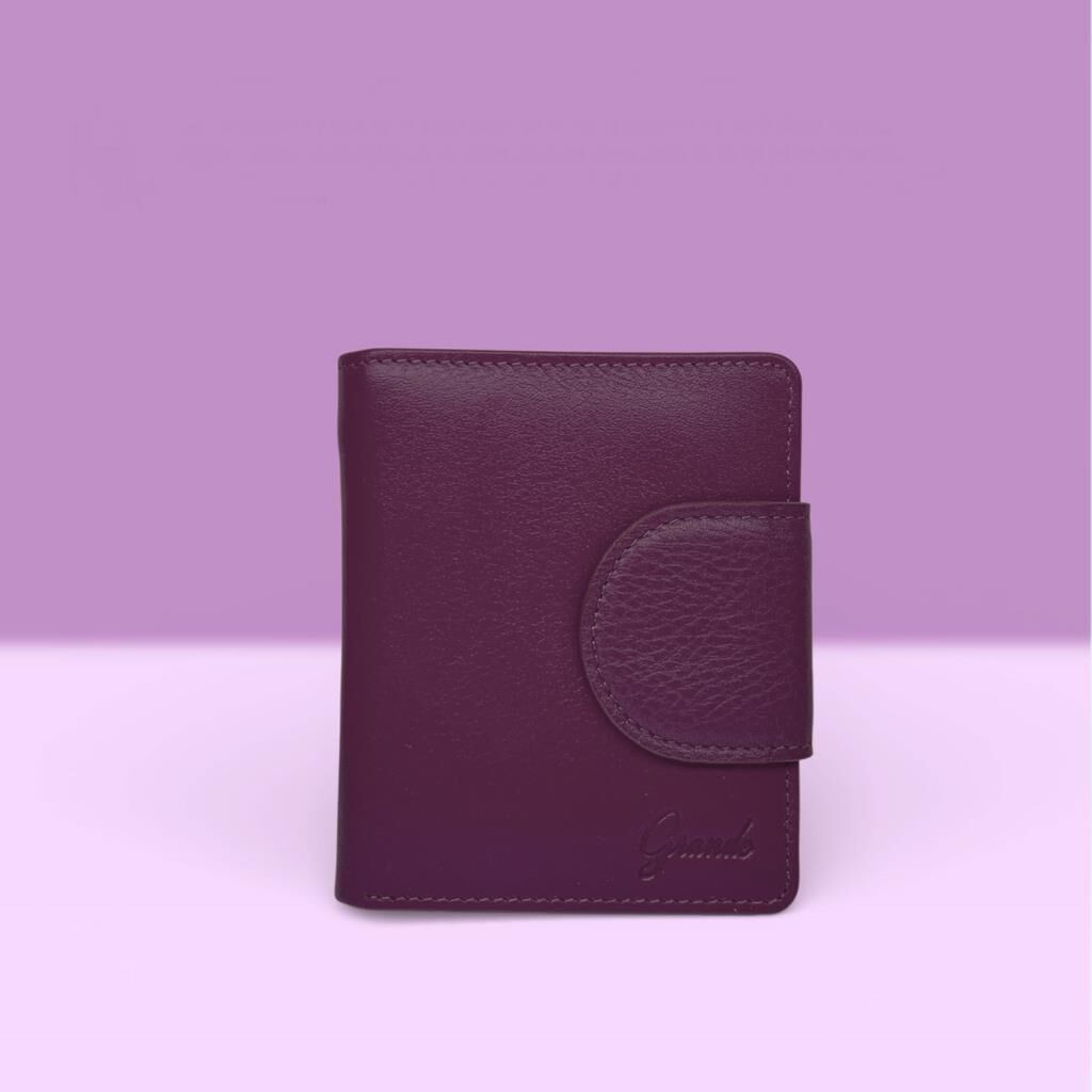 Grande Hakiki Deri Kadın Cüzdanı Küçük Boy Mürdüm