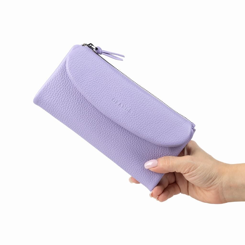 Grande Hakiki Deri Kadın Cüzdanı Yumuşak Leylak