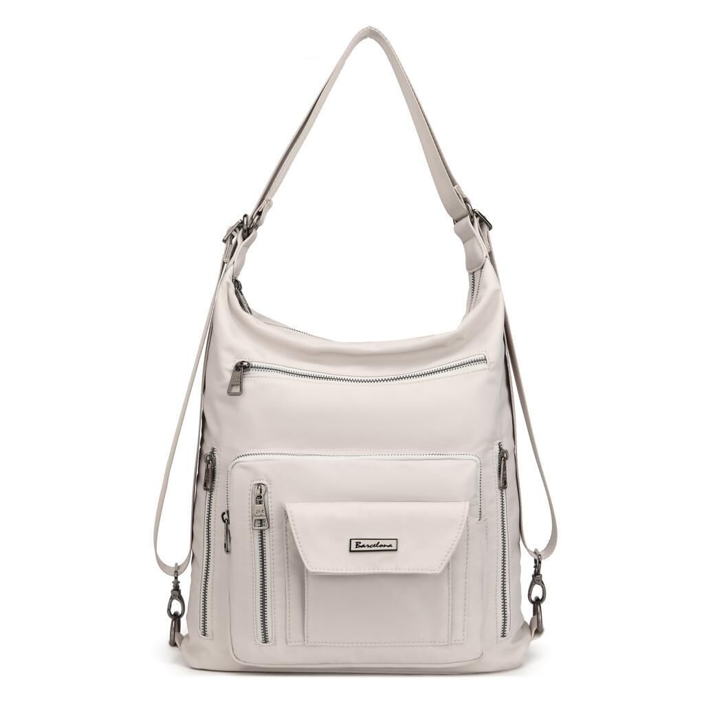 Barcelona Saten Kumaş Kadın Sırt ve Omuz Çantası 2129 135 Açık Bej