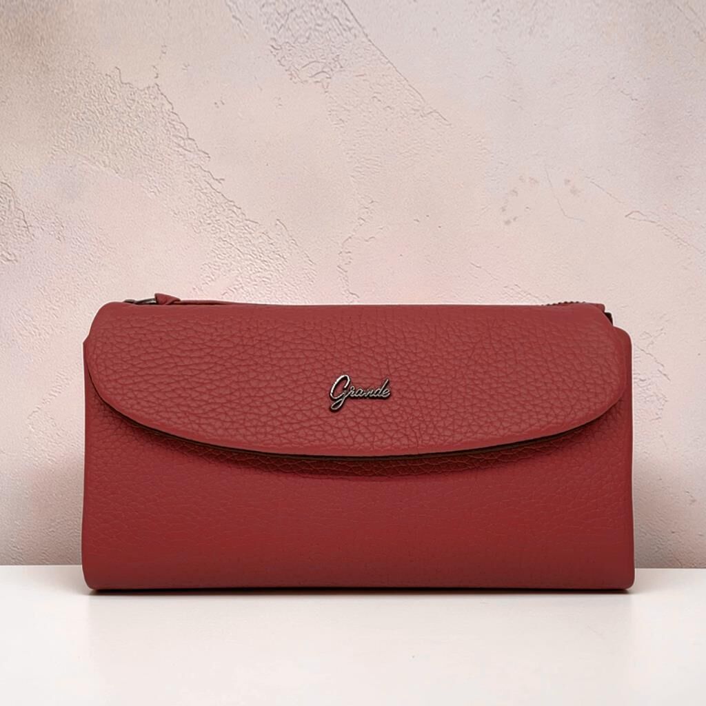 Grande Hakiki Deri Kadın Cüzdanı Yumuşak Bordo