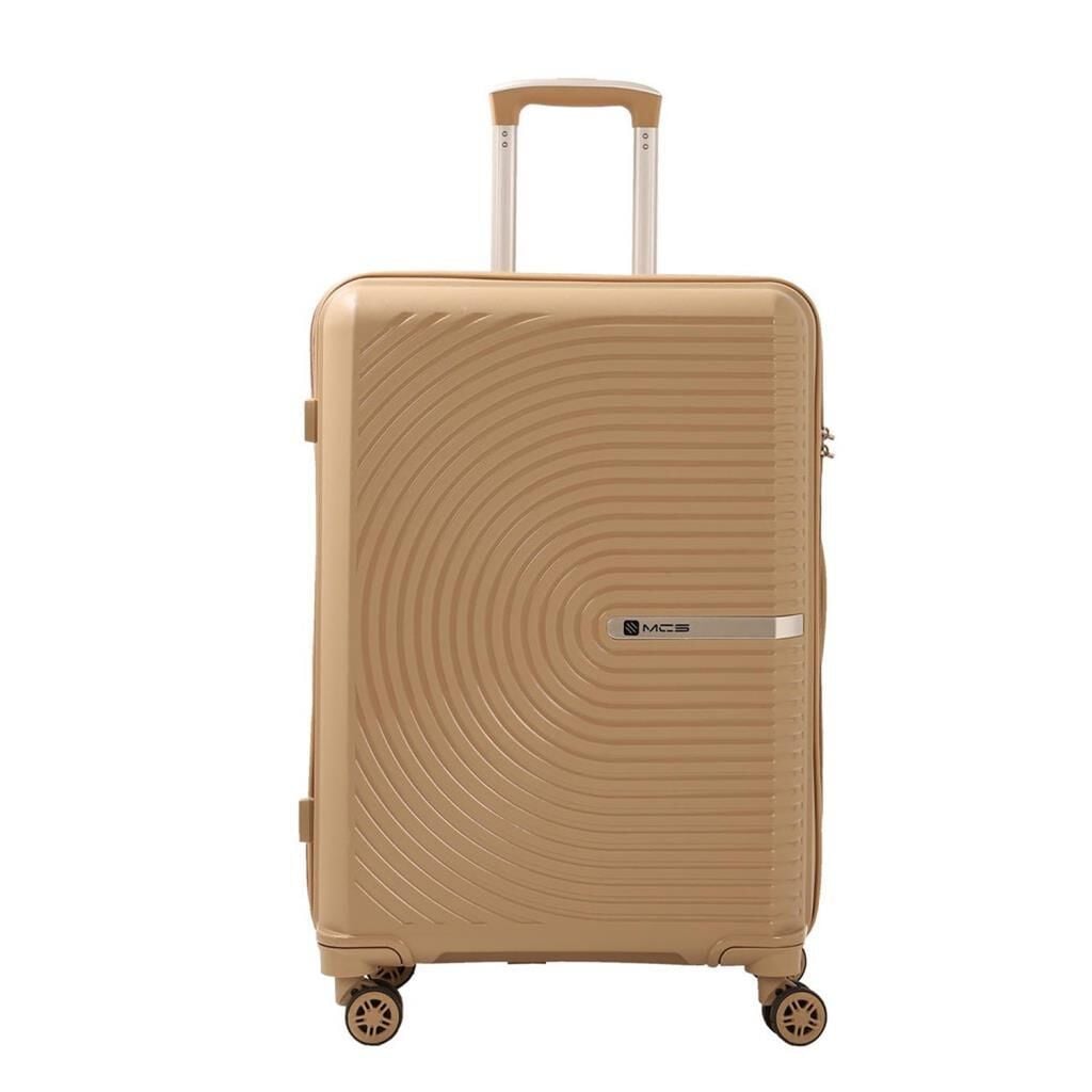 MÇS Büyük Boy Kırılmaz Silikon Seyahat Valizi Bavulu V374 Şampanya