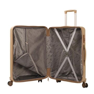 MÇS Büyük Boy Kırılmaz Silikon Seyahat Valizi Bavulu V374 Şampanya