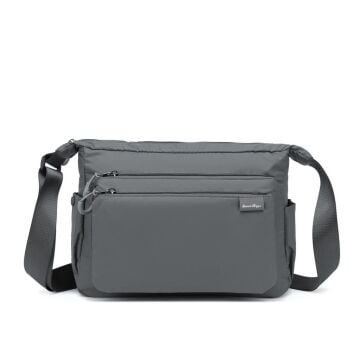 Smart Bags Ekstra Hafif Kumaş Kadın Postacı Çantası 3146 Gri