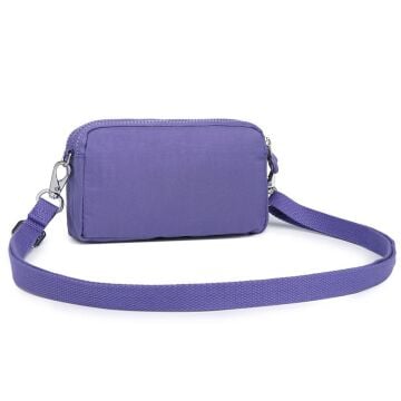 Smart Bags Mini Boy Postacı Çantası ve Cüzdanı Krinkıl Kumaş 1112 Mor