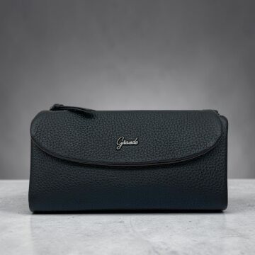 Grande Hakiki Deri Yumuşak Kadın Cüzdanı Gerçek Deri Büyük Boy Siyah