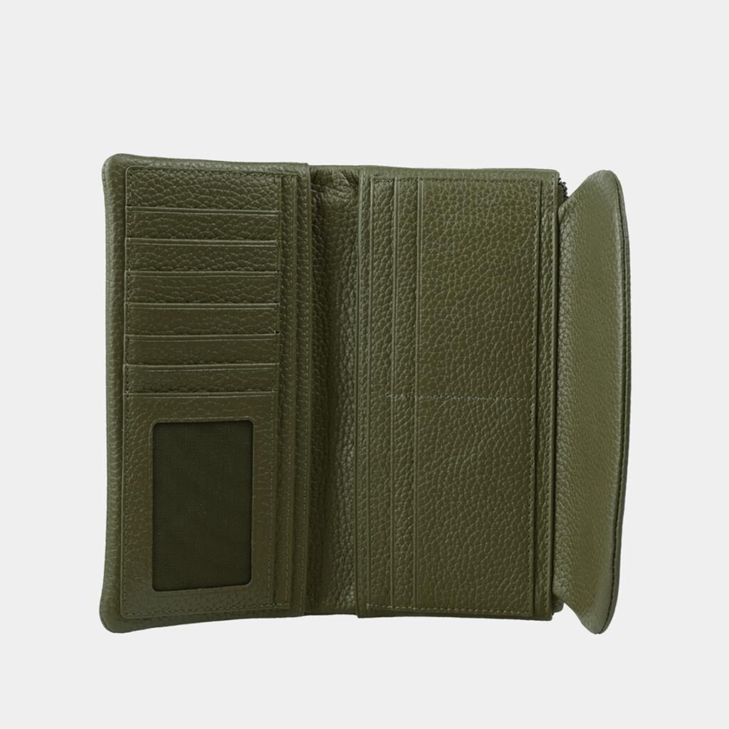 Grande Hakiki Deri Yumuşak Kadın Cüzdanı Gerçek Deri Büyük Boy Yeşil