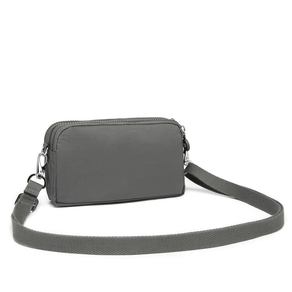 Smart Bags Mini Boy Postacı Çantası ve Cüzdanı Krinkıl Kumaş 1112 Koyu Gri