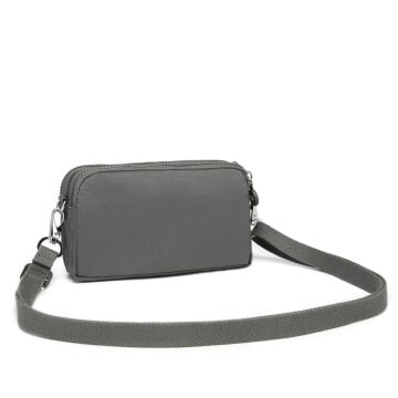 Smart Bags Mini Boy Postacı Çantası ve Cüzdanı Krinkıl Kumaş 1112 Koyu Gri